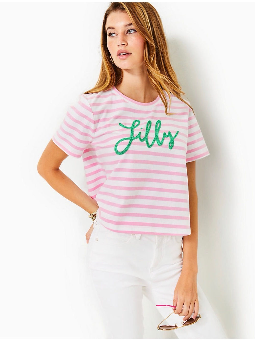 Lilly Pulitzer Keenan Knit Top, style #015160, Conch Shell Pink Stripe $68 SZ S